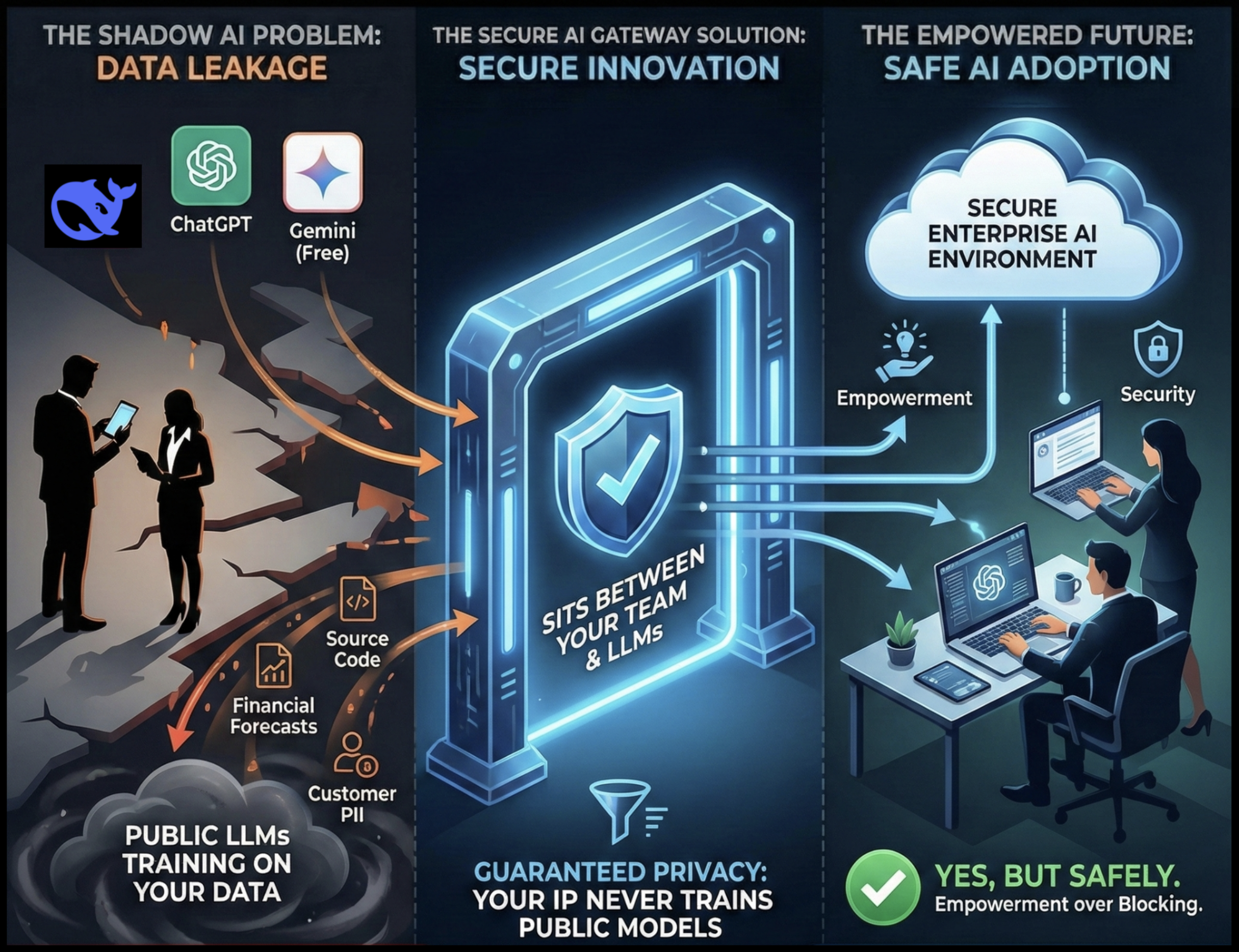 AI Gateway redirecting users to secure alternatives